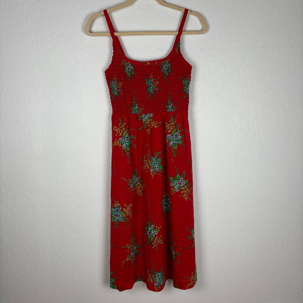 Vintage 1960's 1970's M S Young Hawaii Liberty House Red Floral Dress & Shrug - Picture 6 of 8